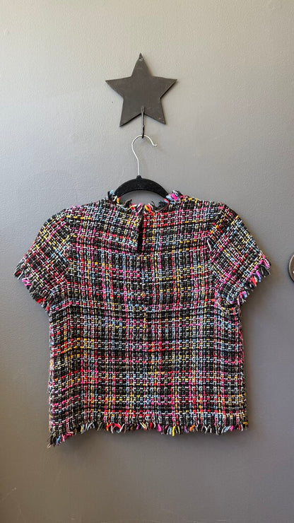 Neon Tweed Short Sleeve Top