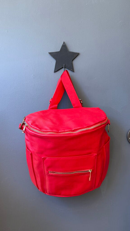 Faux Leather Diaper Backpack Bag