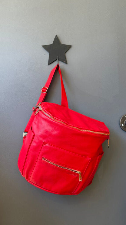 Faux Leather Diaper Backpack Bag