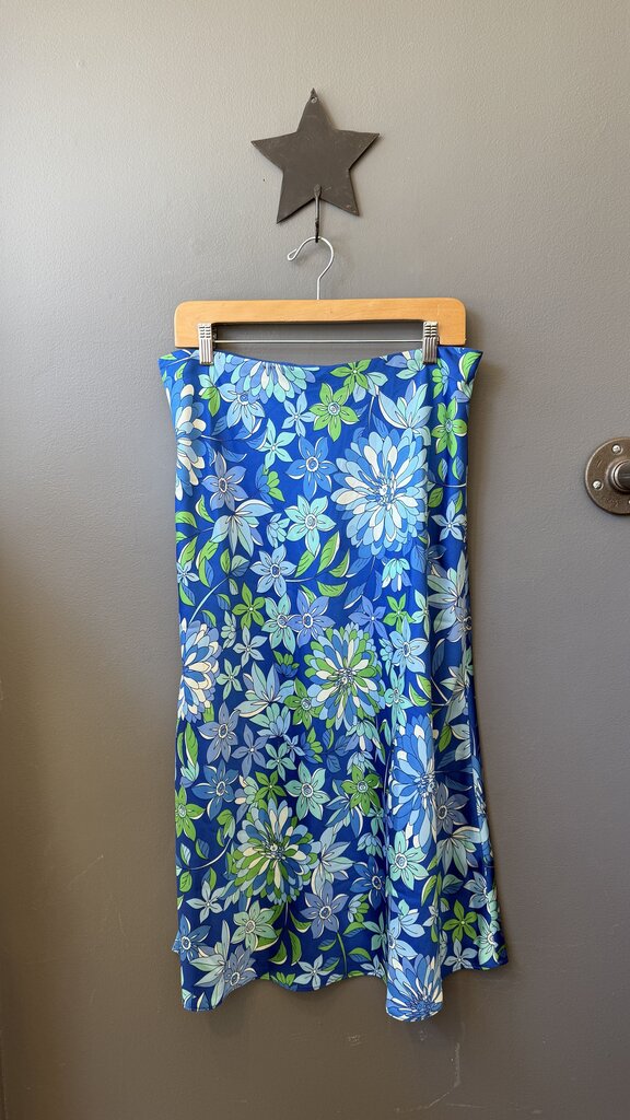 Floral Satin Aline Slip Midi Skirt
