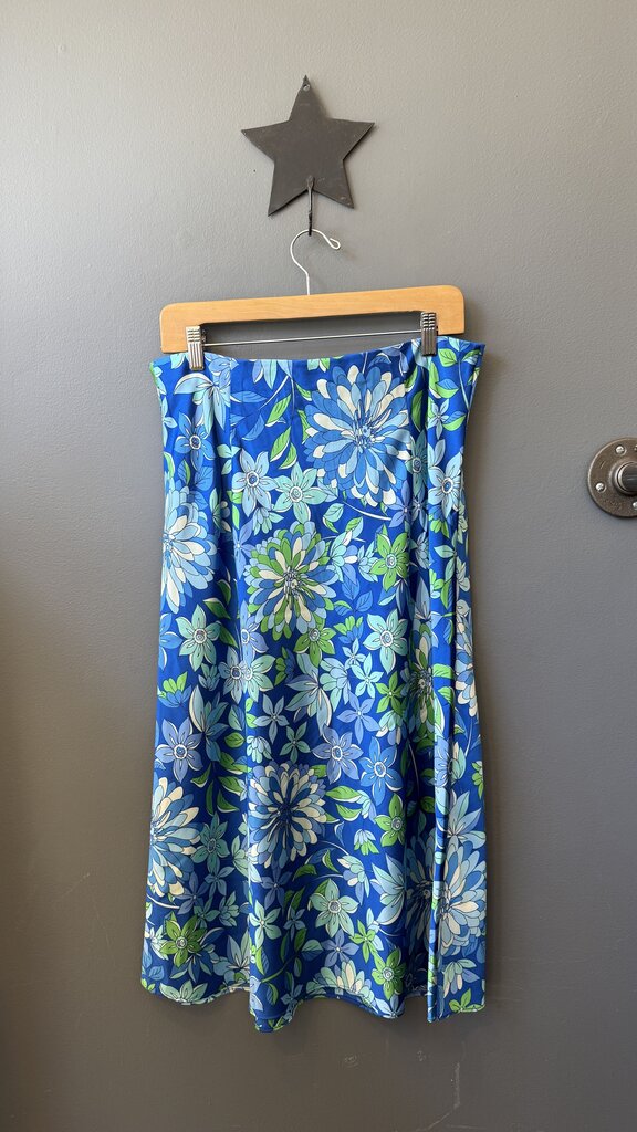 Floral Satin Aline Slip Midi Skirt