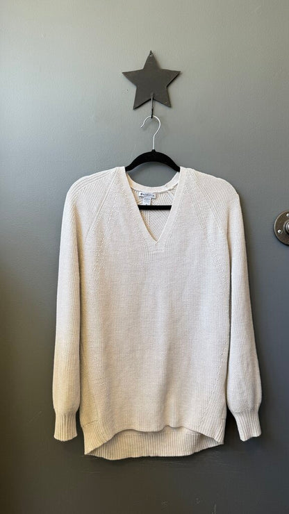 Merino Blend Vneck Ribbed Sweater