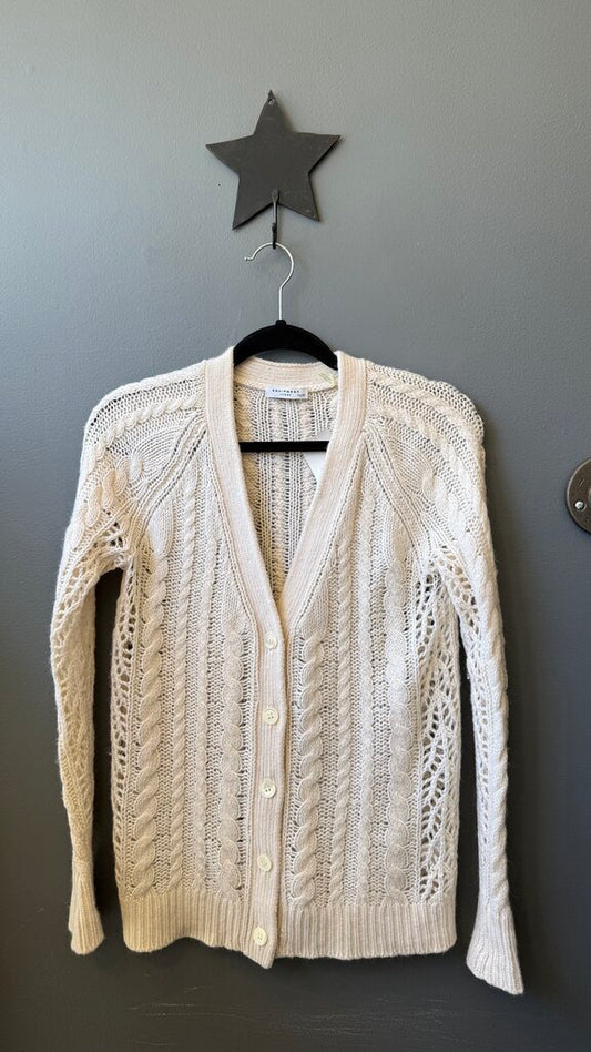 Cashmere Alpaca Wool Cableknit Cardigan Sweater