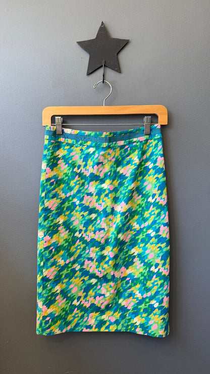 Multi Colored Print Pencil Skirt