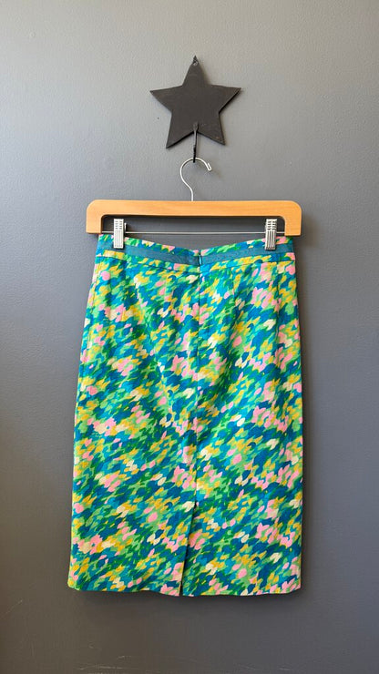 Multi Colored Print Pencil Skirt