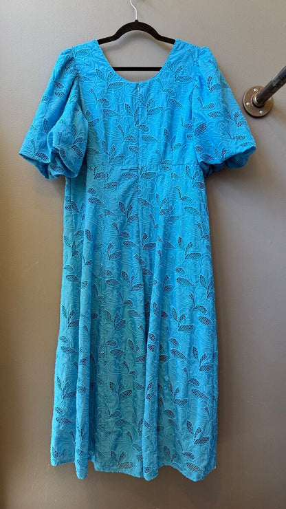 Puff Sleeve Eyelet Aline Midi Dress