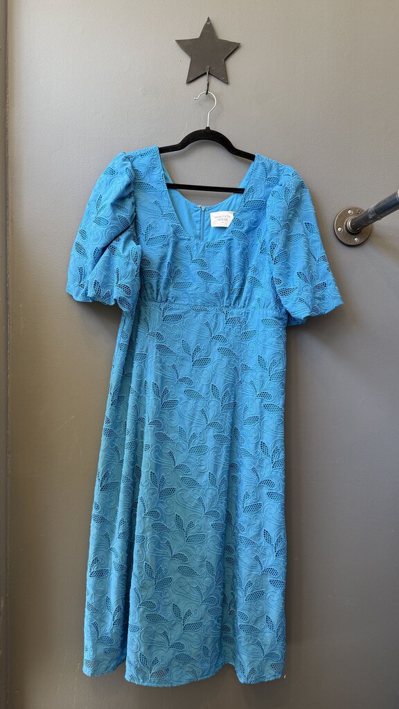 Puff Sleeve Eyelet Aline Midi Dress