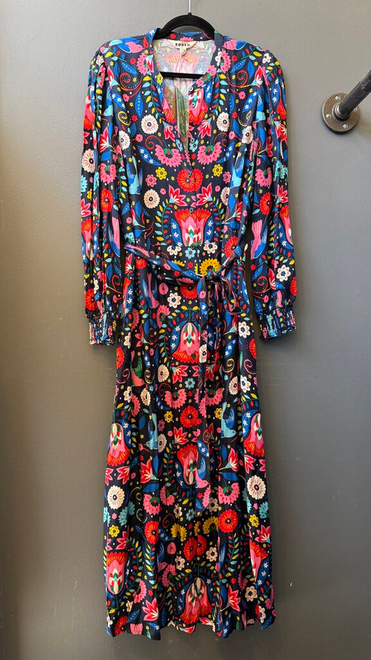 Satin Printed Midi Shirtdress