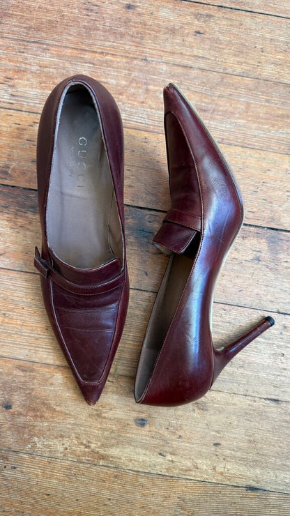 Vintage Pointed Heeled Loafers