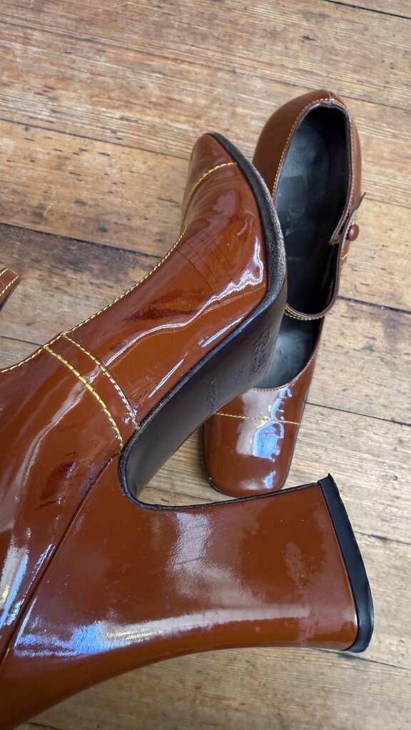 Patent Square Toe Block Heel Maryjanes