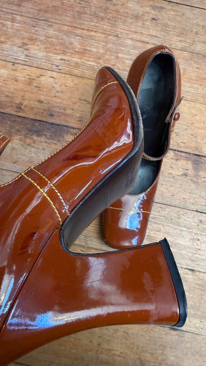 Patent Square Toe Block Heel Maryjanes