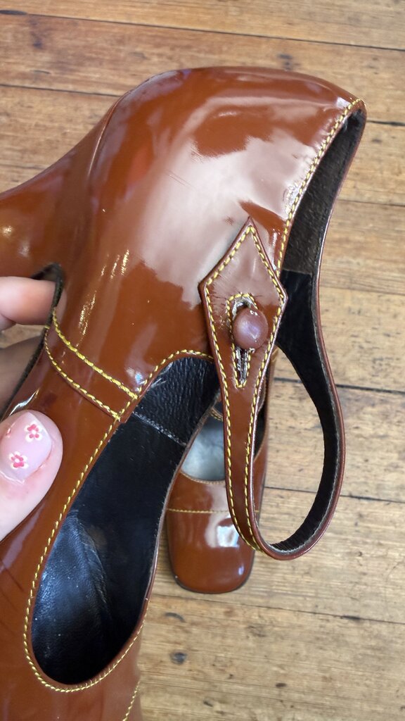 Patent Square Toe Block Heel Maryjanes