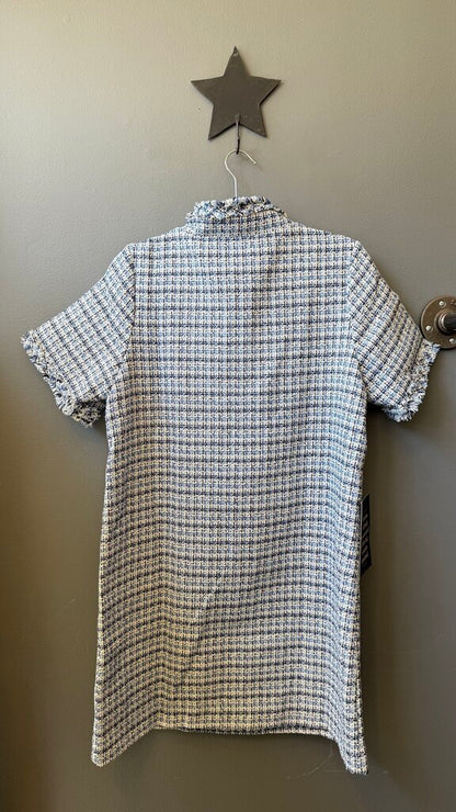 Tweed 1/4 Zip Pocket Shift Dress
