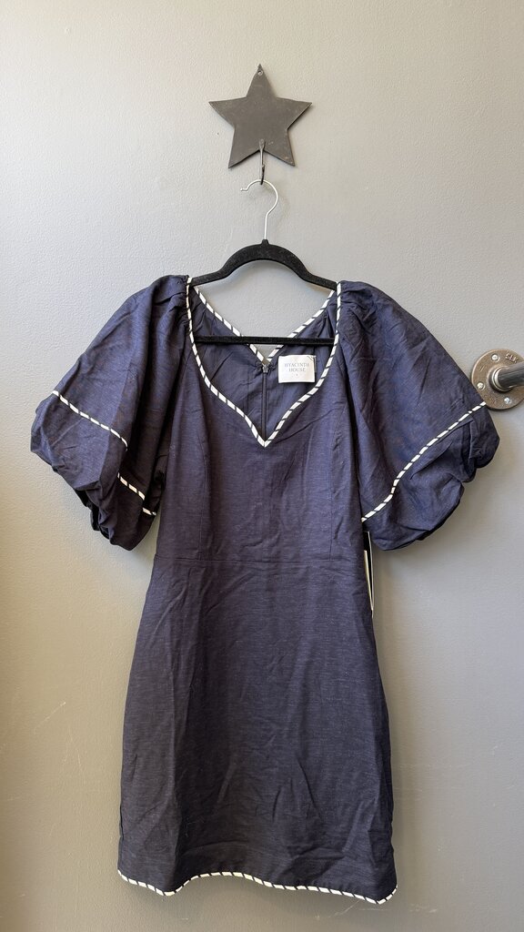 Puff Sleeve Stripe Piping Dress