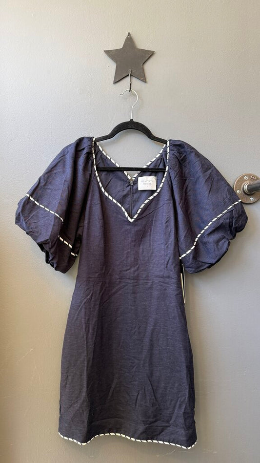 Puff Sleeve Stripe Piping Dress