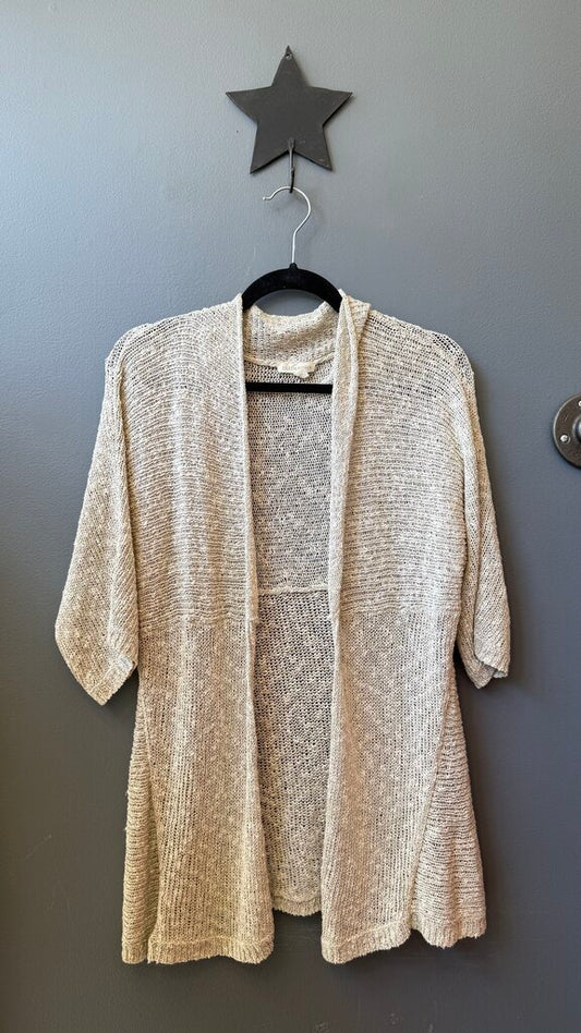 Linen Cotton Open Knit Cardigan Sweater