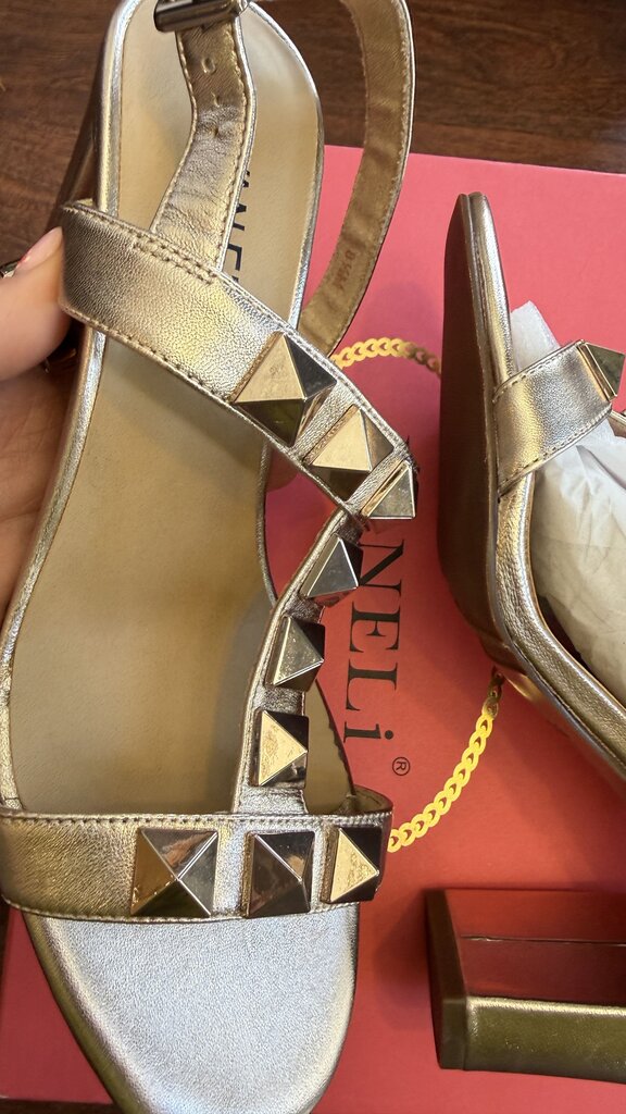 Studded TStrap Block Heeled Sandals