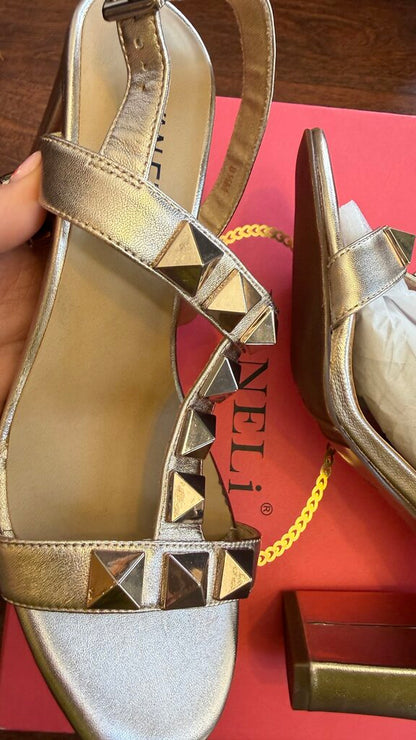 Studded TStrap Block Heeled Sandals