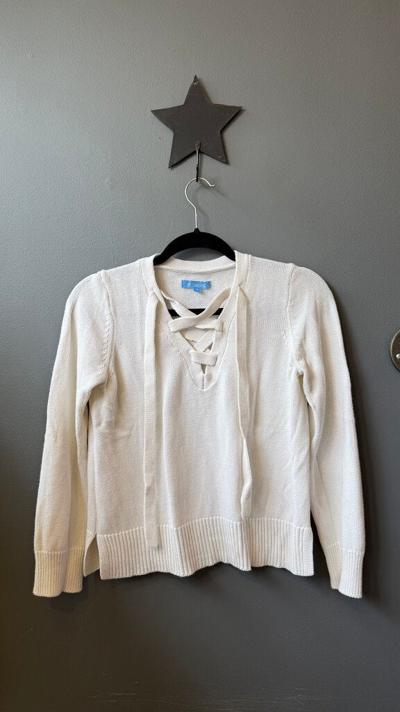 Lace Up Cotton Cashmere Sweater