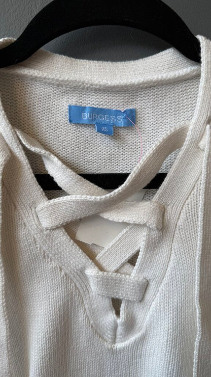 Lace Up Cotton Cashmere Sweater