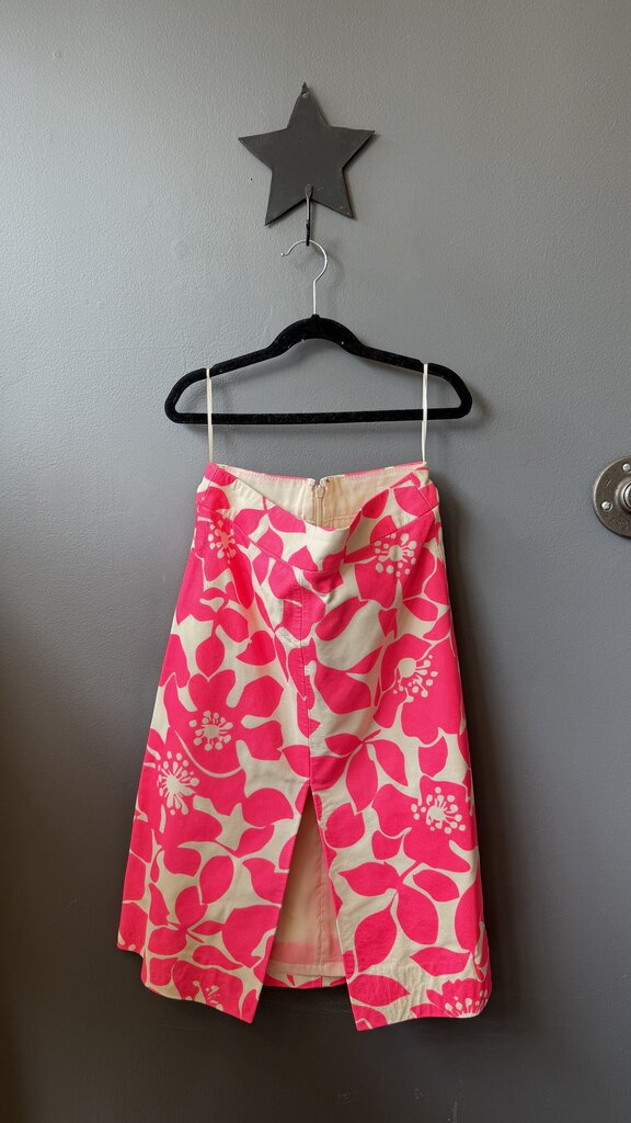 Neon Leather Front Slit Skirt