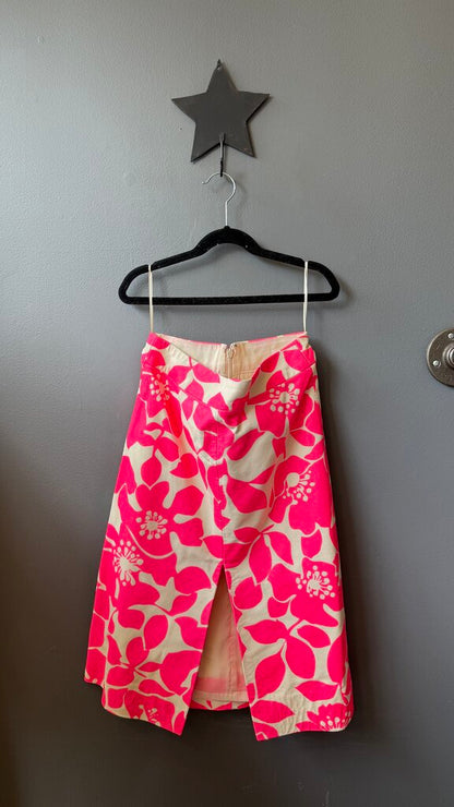Neon Leather Front Slit Skirt