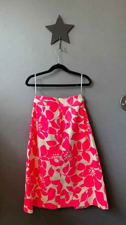 Neon Leather Front Slit Skirt