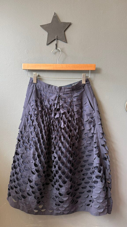 Cutout Eyelet Fill Midi Skirt
