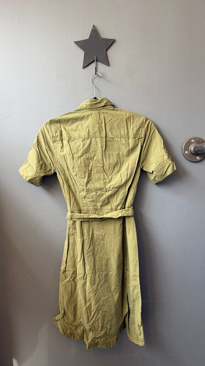 Pleat Ruffle Pocket Shirtdress