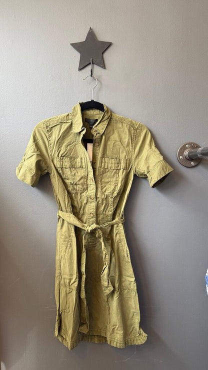 Pleat Ruffle Pocket Shirtdress