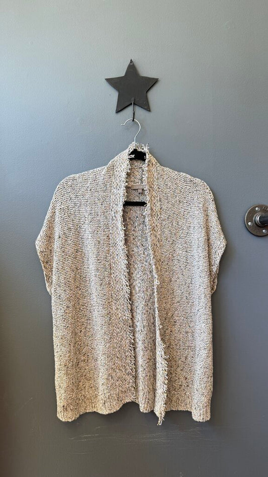 Fringe Sleeveless Open Cardigan Sweater