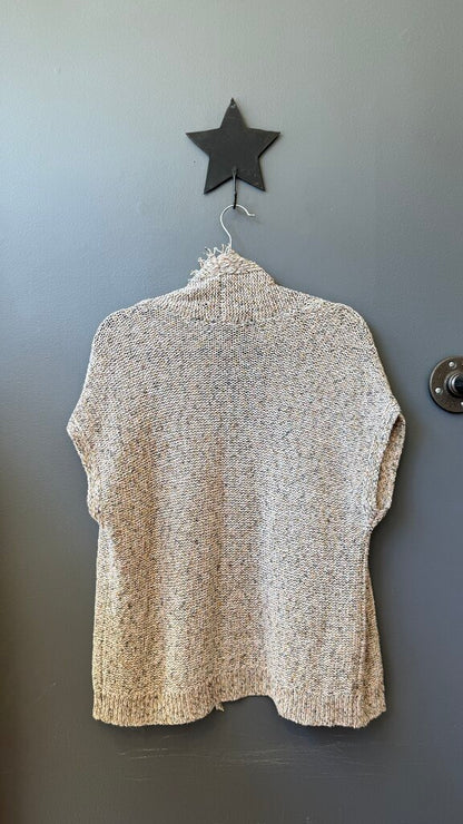 Fringe Sleeveless Open Cardigan Sweater