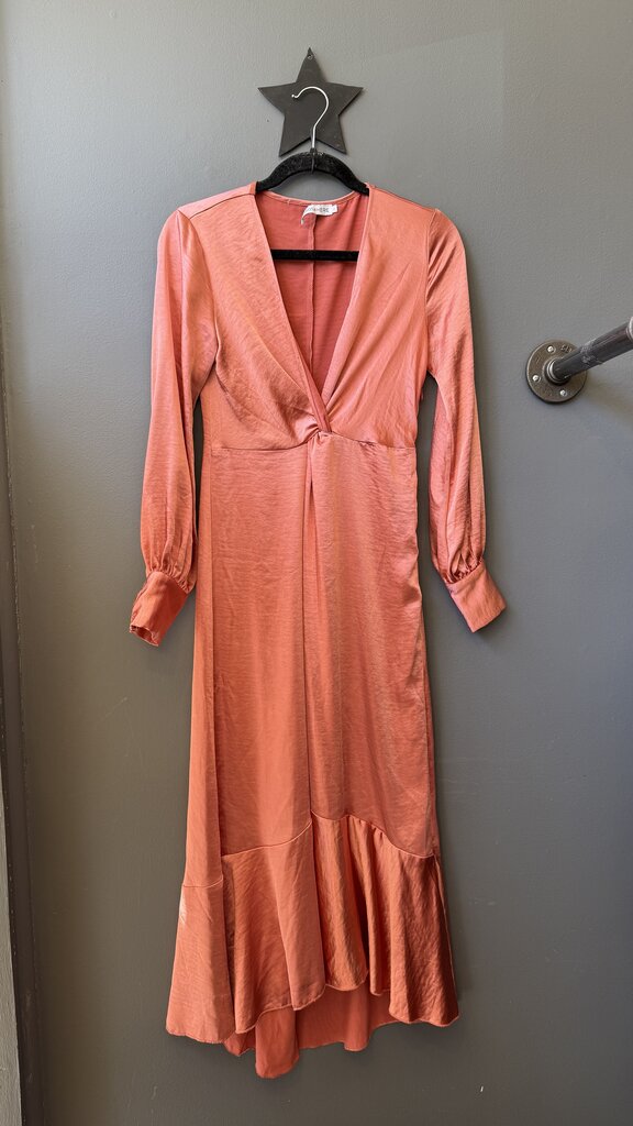 Knot Front Ruffle Hem Midi Dress