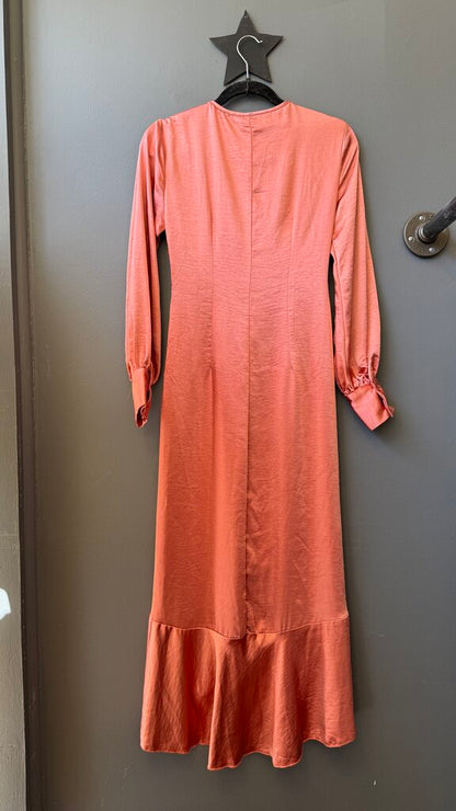 Knot Front Ruffle Hem Midi Dress
