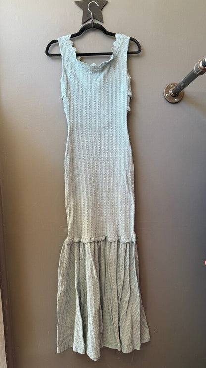 Ruched Ribbed Mermaid Maxi Sheath Dress