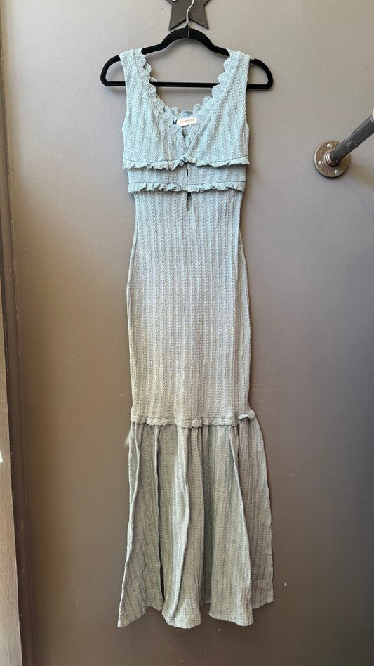 Ruched Ribbed Mermaid Maxi Sheath Dress