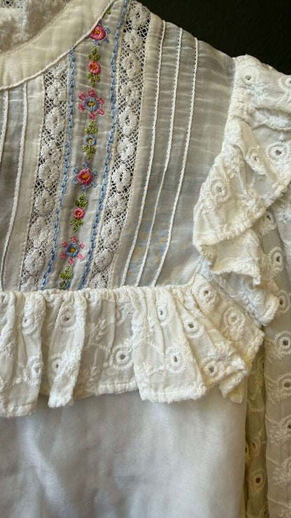 Eyelet Lace High Neck Blouse