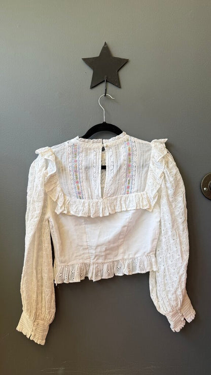 Eyelet Lace High Neck Blouse