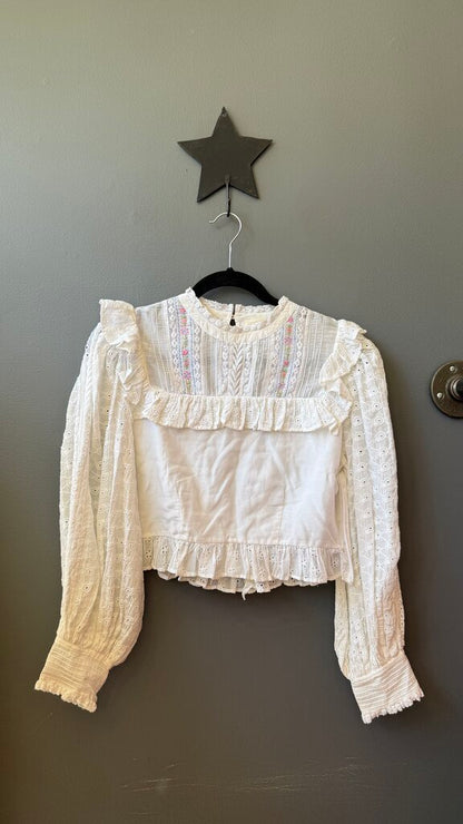 Eyelet Lace High Neck Blouse