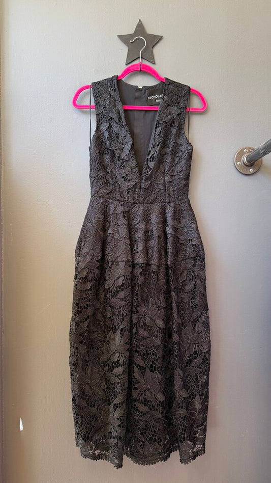 Lace Fit Flare Midi Dress