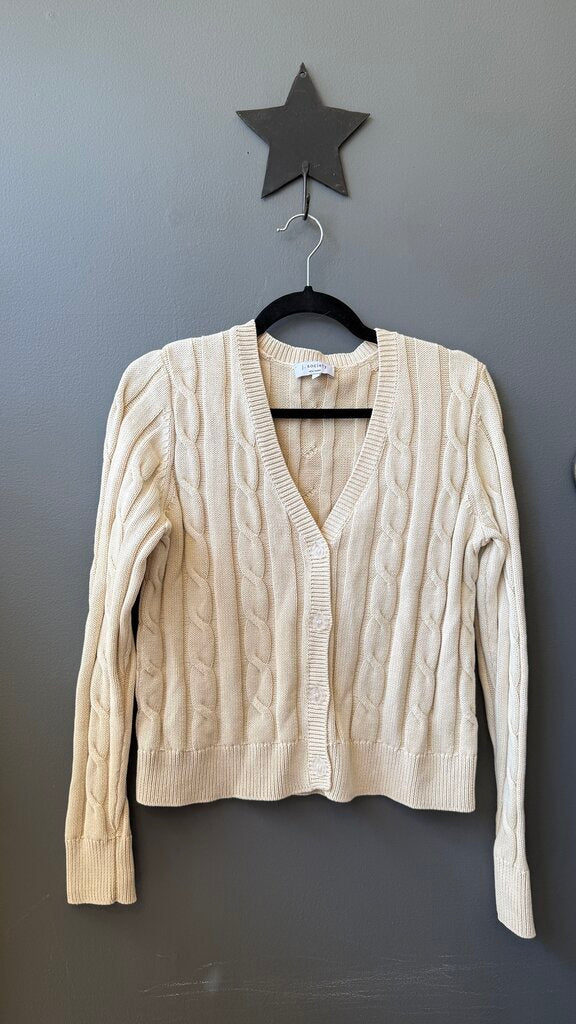 Cotton Cableknit Vneck Sweater