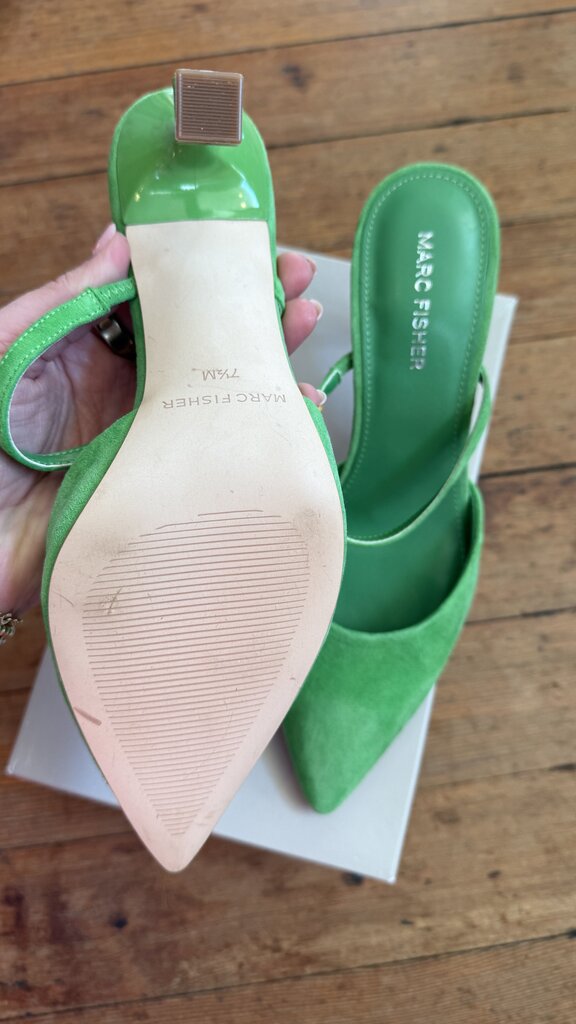 Green Suede Pointed Toe Heels