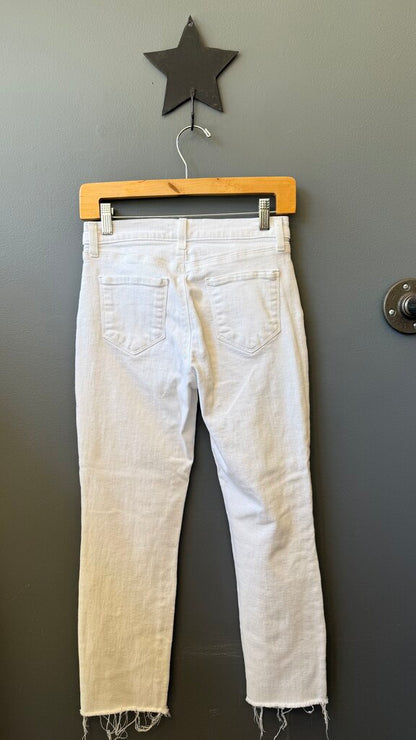 Silm Raw Hem White Jeans