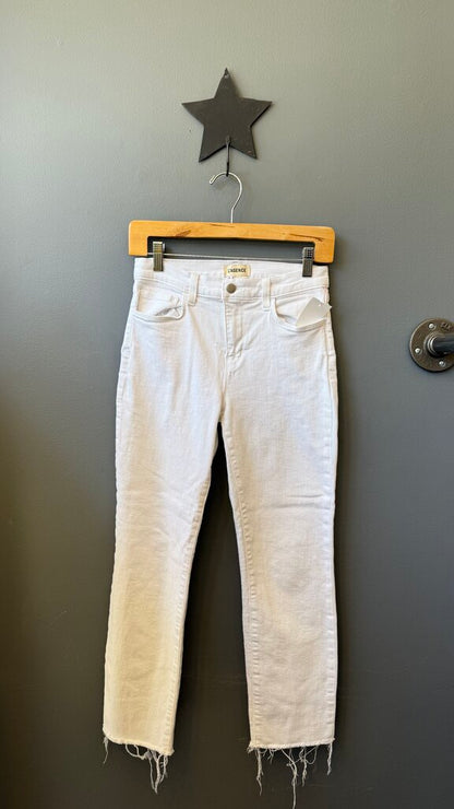 Silm Raw Hem White Jeans