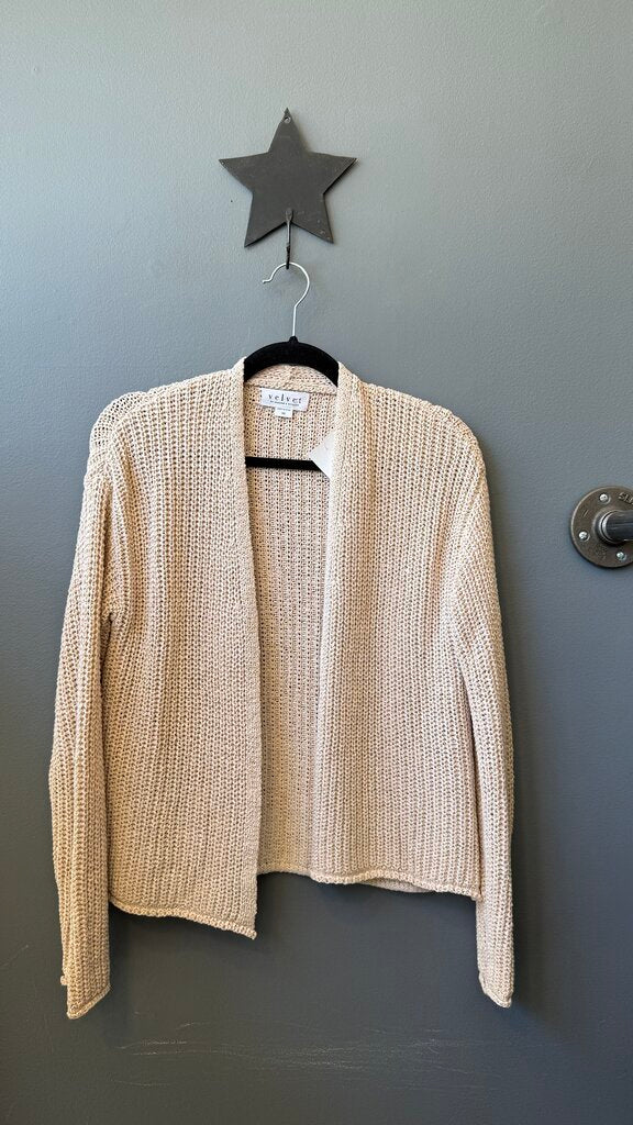 Cotton Blend Open Cardigan Sweater