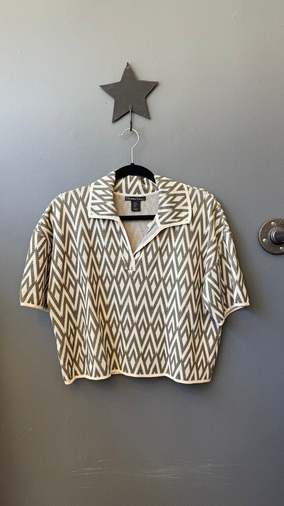 Boxy Polo Knit Top