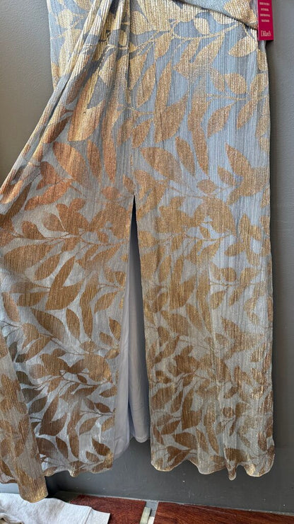 Metallic Slit Maxi Gown Dress