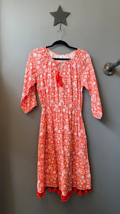 Block Print Tassel Hem Dress