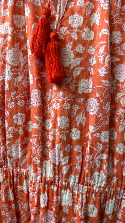 Block Print Tassel Hem Dress