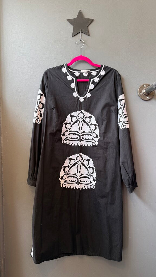 Embroidered Midi Caftan Dress